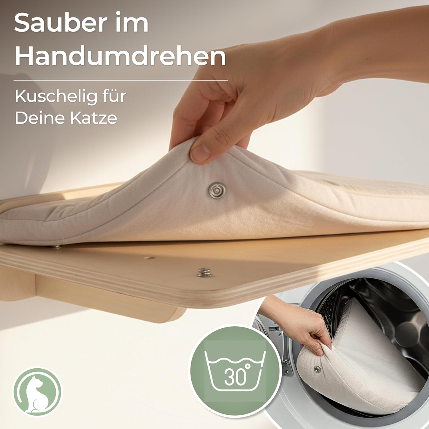 Detalle de WOOWOOD® 2X Kletterwand Katzen – 5-teiliges Set für Wandmontage, stabile Kratzbaum-Wand mit Katzenliege und Treppen (bis 35 kg)