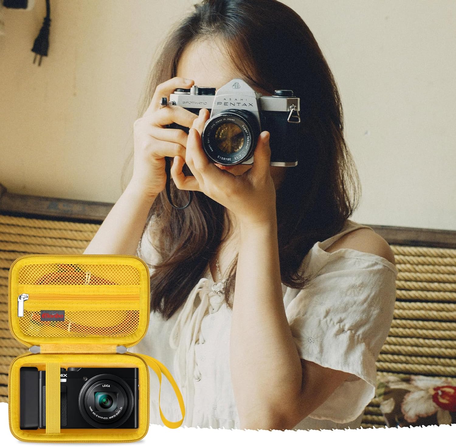 Thumbnail 6 de Elonbo carrying case for Panasonic Lumix DC-TZ99 / LX10 / ZS series travel bag (yellow)