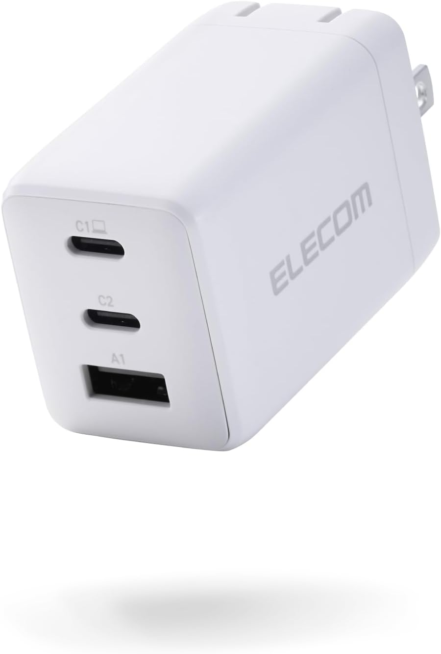 Detalle de エレコム EC-AC10367WH 65W 3ポート充電器 USB PD対応・折りたたみ式プラグ