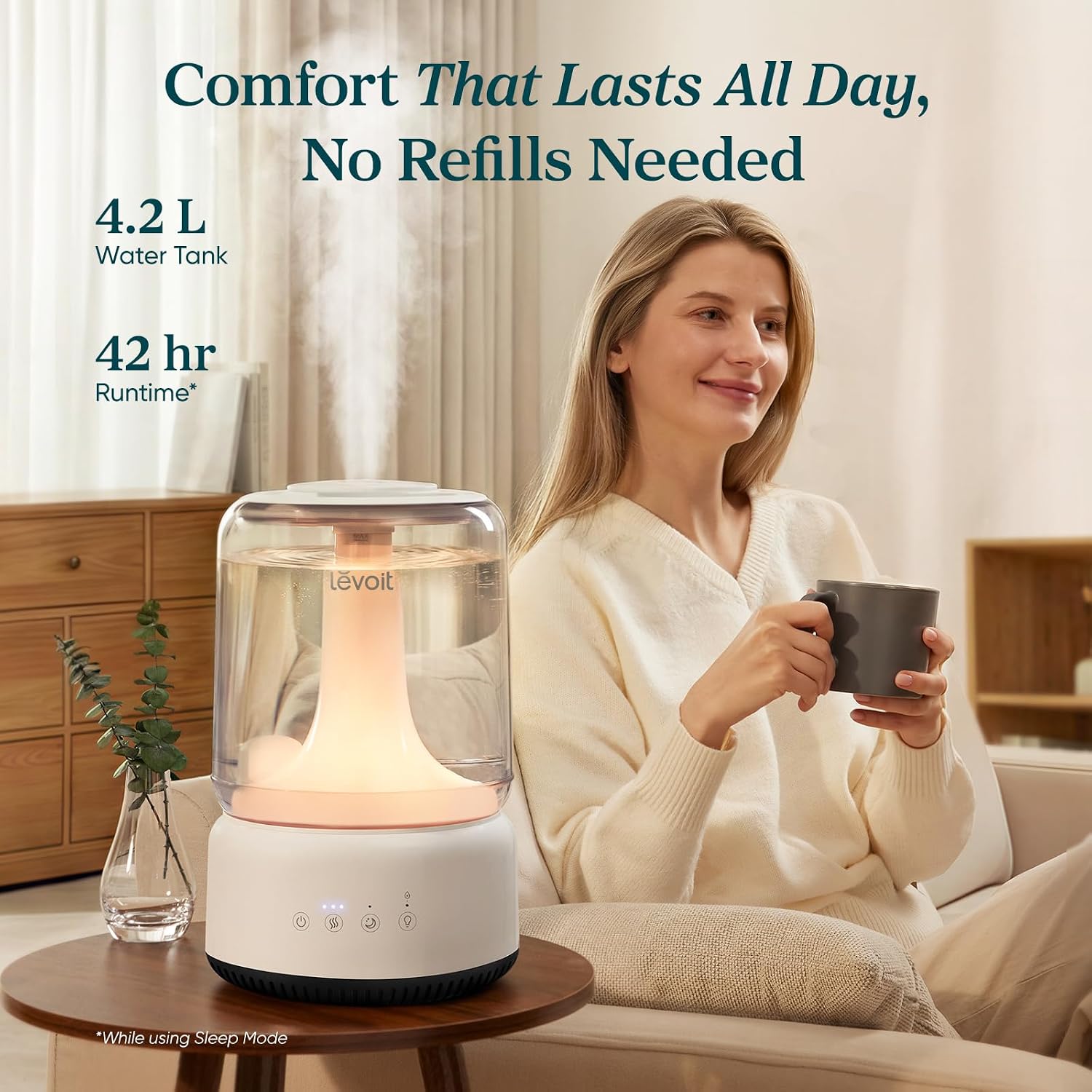 Thumbnail 2 de Levoit NeoClassic 450 Humidifier for Bedroom — 4.2L Top Fill, Ultra-Quiet 21dB, 42-Hour Run Time