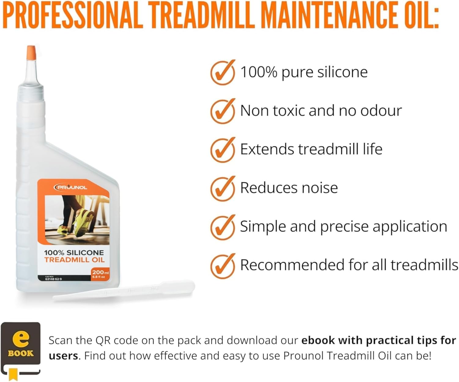Detalle de Prounol 100% Pure Treadmill Silicone Oil (200ml) with long-neck applicator