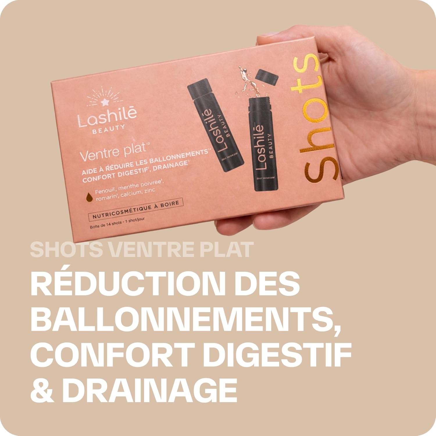 Thumbnail 1 de Lashilé Beauty Shots Ventre Plat — complément alimentaire digestif fenouil, menthe poivrée & romarin (programme 2 mois)
