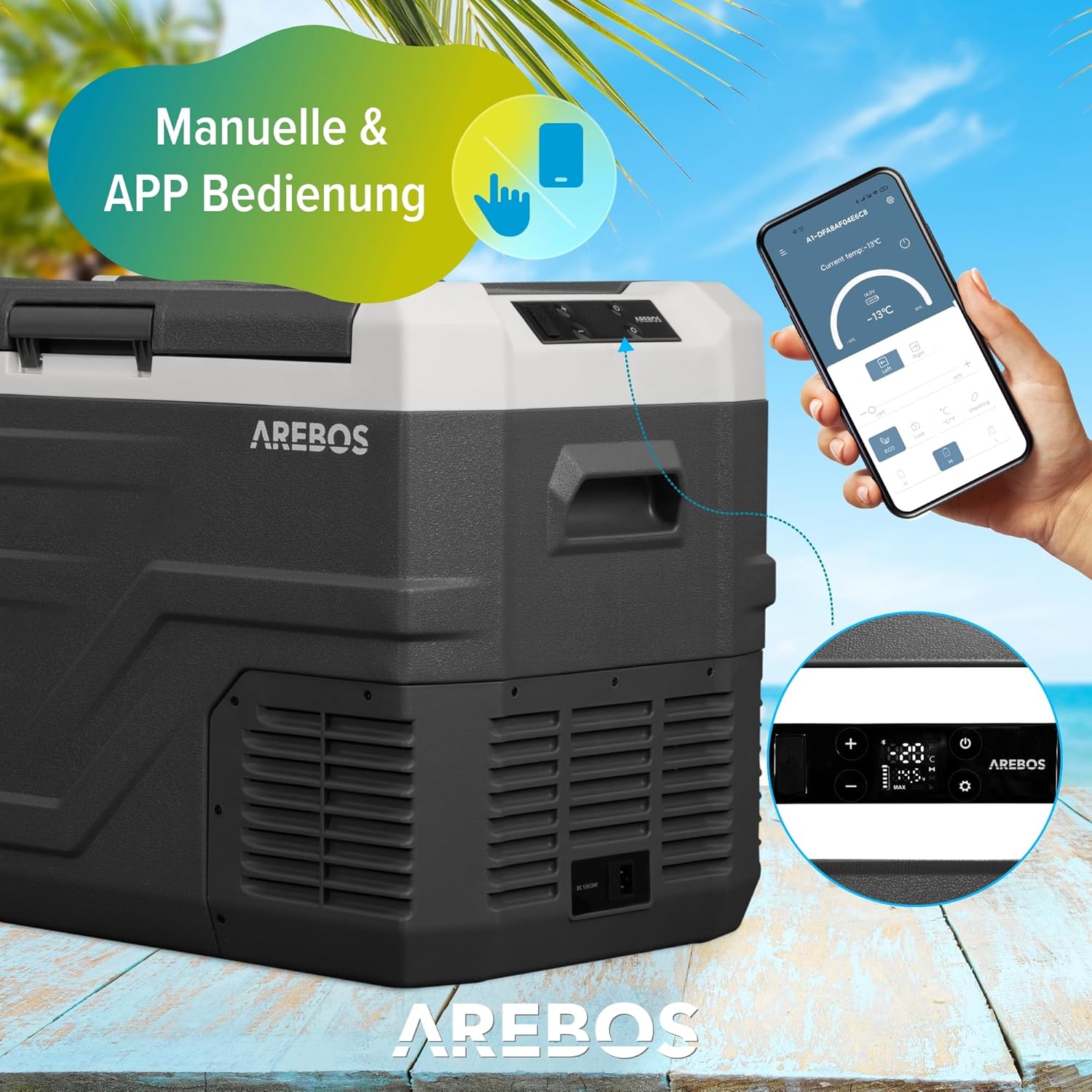 Thumbnail 3 de Arebos Kompressor-Kühlbox 35 Liter mit App & Smart-Steuerung, bis -20 °C (12/24 V & 230 V) – mobile Gefriertruhe