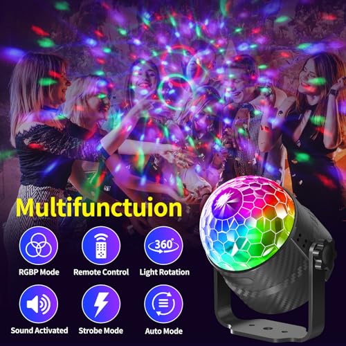 Detalle de Boule disco Gobikey Rotation 360° avec télécommande – LED RGB et contrôle musical