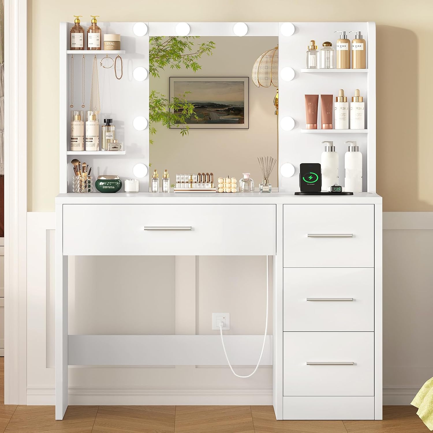 Detalle de FIONESO Vanity Desk with 4 Drawers