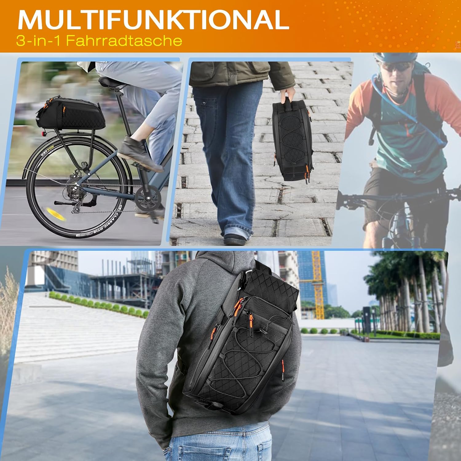 Thumbnail 6 de toptrek 3-in-1 Fahrradtaschen Gepäckträger – 10L, wasserdicht, flexibel einsetzbar