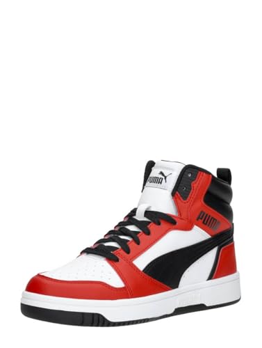 Detalle de PUMA Rebound V6 Mid Jr: zapatilla de cuero sintético para niños, estilo clásico y sujeción fiable