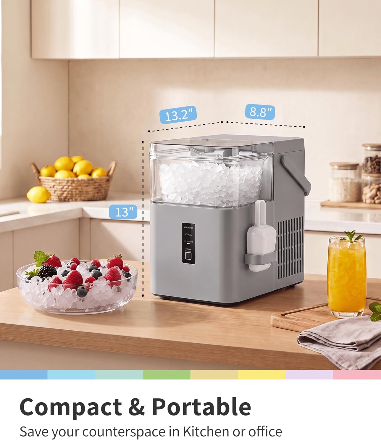 Detalle de COMFEE’ 33lbs Nugget Ice Maker, Self-Cleaning Countertop Pebble Ice Maker