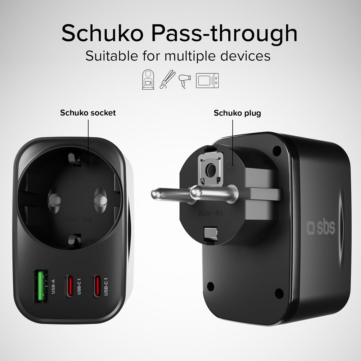Thumbnail 2 de SBS Fuente de alimentación multisocket USB C/A Schuko 3500 W