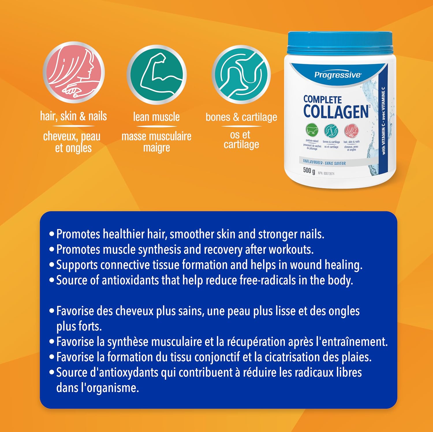 Detalle de Progressive 837229007622 Complete Collagen Powder, Unflavoured, 500 g