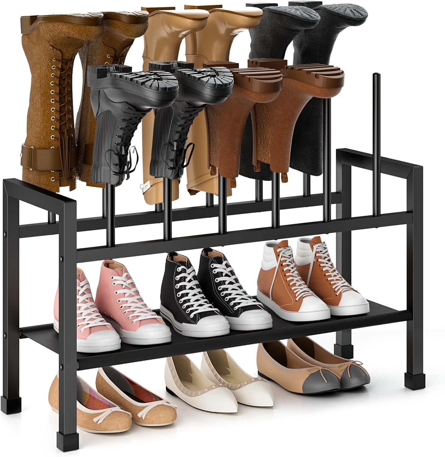 Detalle de Mavivegue 2-in-1 Boot Rack & Shoe Rack: Compact, Detachable 2-Tier Storage for Boots and Shoes