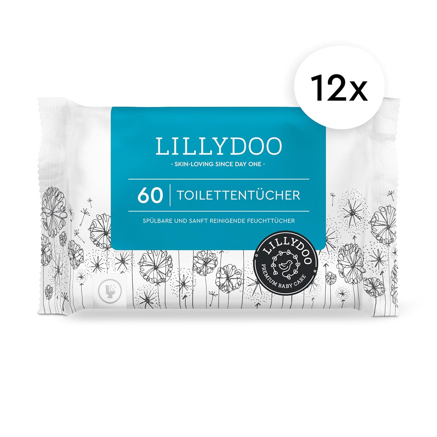 Detalle 2 de LILLYDOO Feuchte Toilettentücher – 720 Stück (12 x 60), plastikfrei, spülbar, parfümfrei & vegan