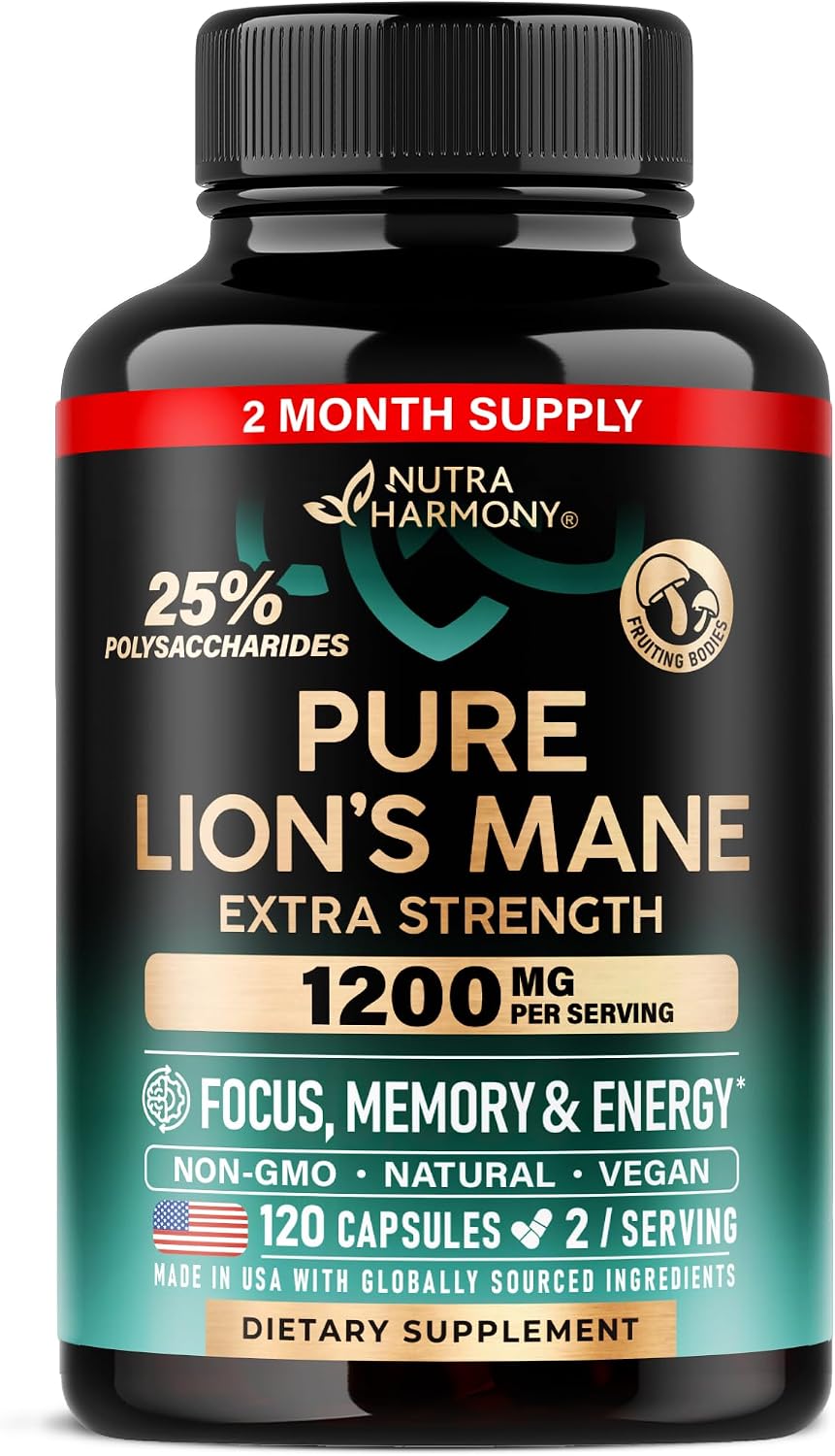 Detalle de NUTRAHARMONY NH-LIONSMNCPS120 Lion’s Mane Capsules, 120 Vegan Caps