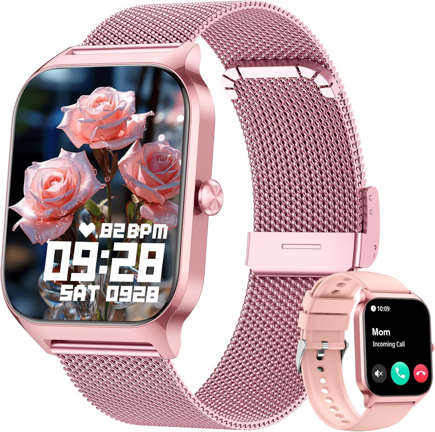 Detalle de KALINCO Smartwatch Herren Damen mit Blutdruckmessung, Bluetooth-Telefonie & Fitness-Tracker (SpO2, Stress, 100+ Sportmodi)