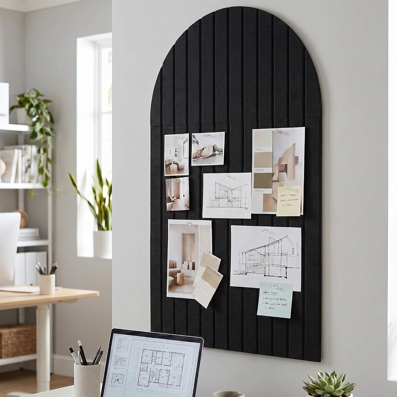 Detalle de MAOBUYOU MZB-01 Arched Felt Bulletin Board, 35 x 24-Inch Beige