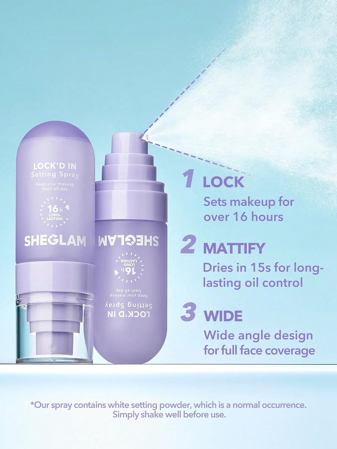 Detalle 2 de SHEGLAM sb2307266967711556 Lock'd In Mattifying Setting Spray, Quick-Drying