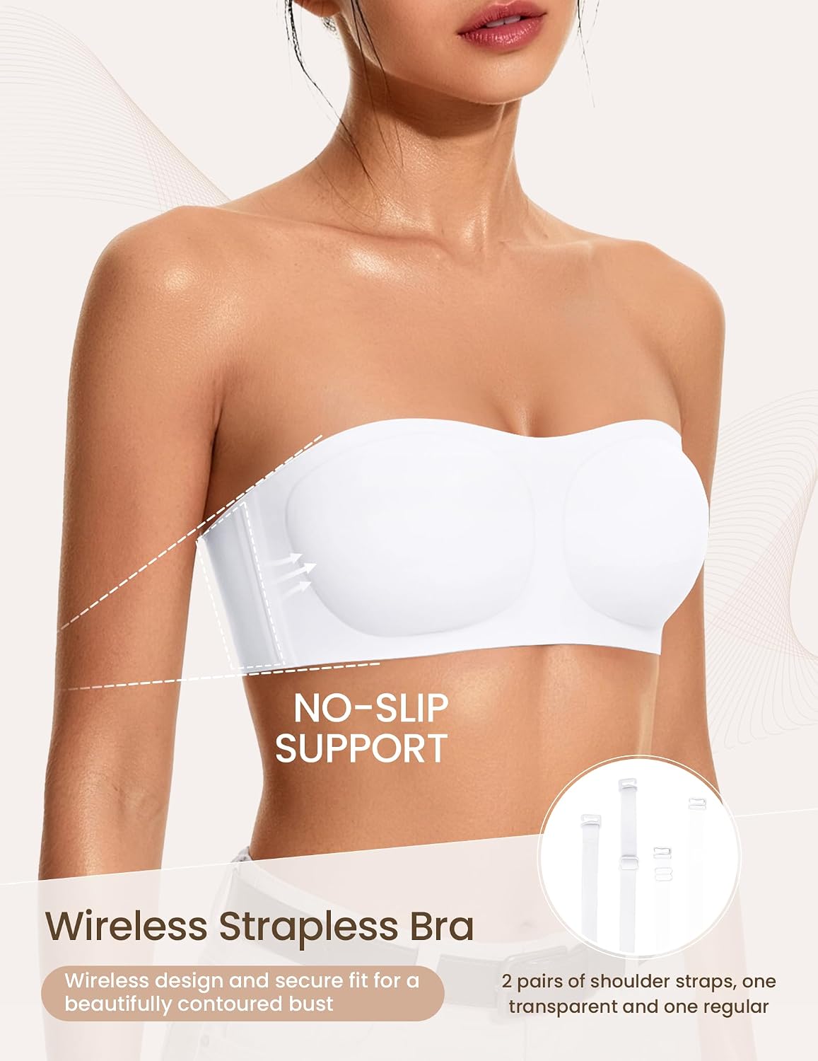 Detalle 2 de Avidlove Strapless Bandeau Bra, Wireless Padded Seamless Tube Top