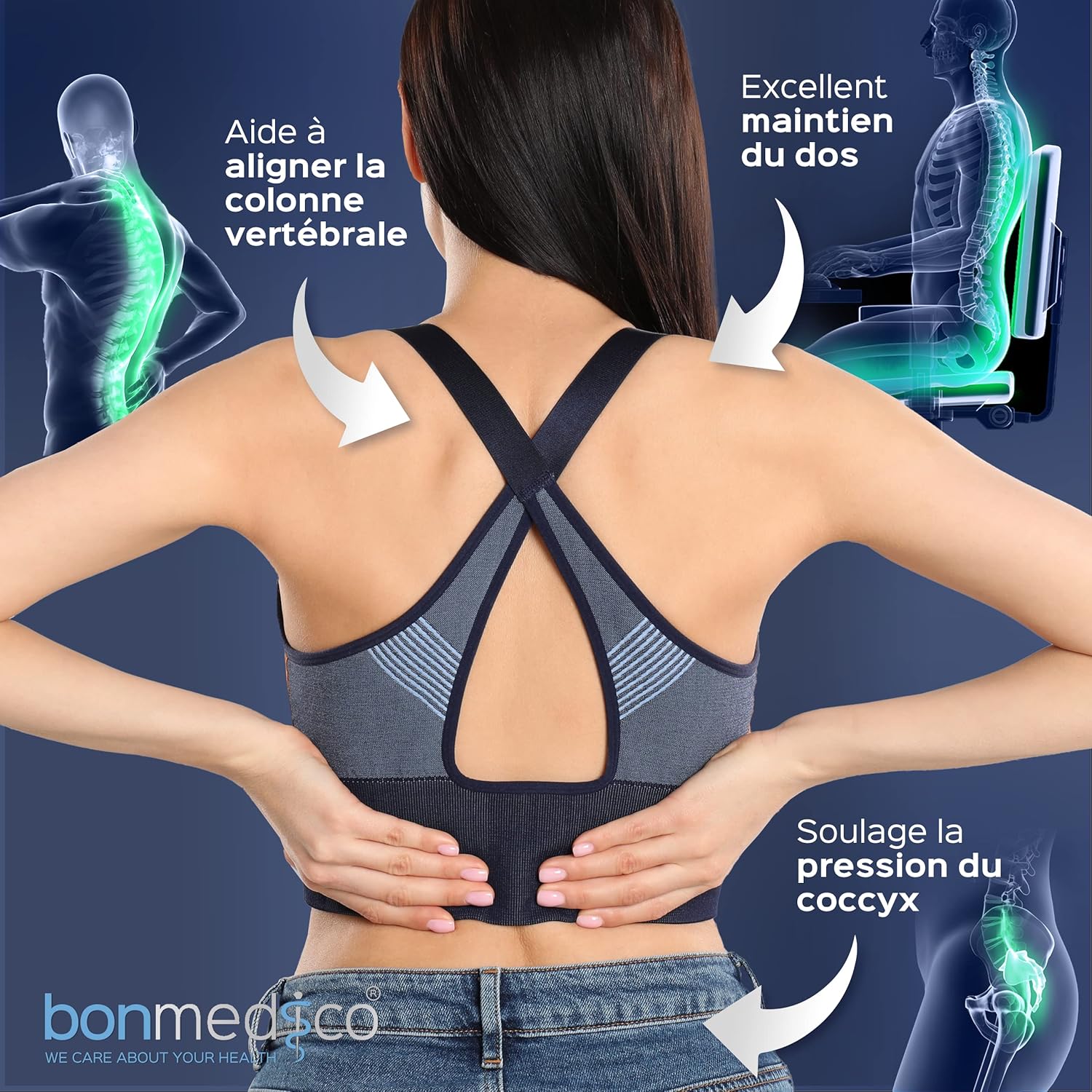 Detalle de Bonmedico Cuscino Antidecubito Memory Foam – Supporto Ortopedico 3-in-1 per casa, ufficio e auto