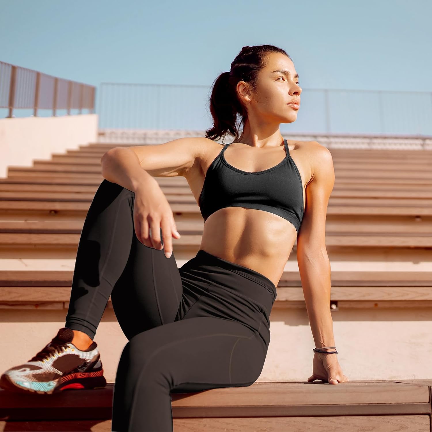 Thumbnail 1 de Occffy Legging de sport femme avec poches, taille haute