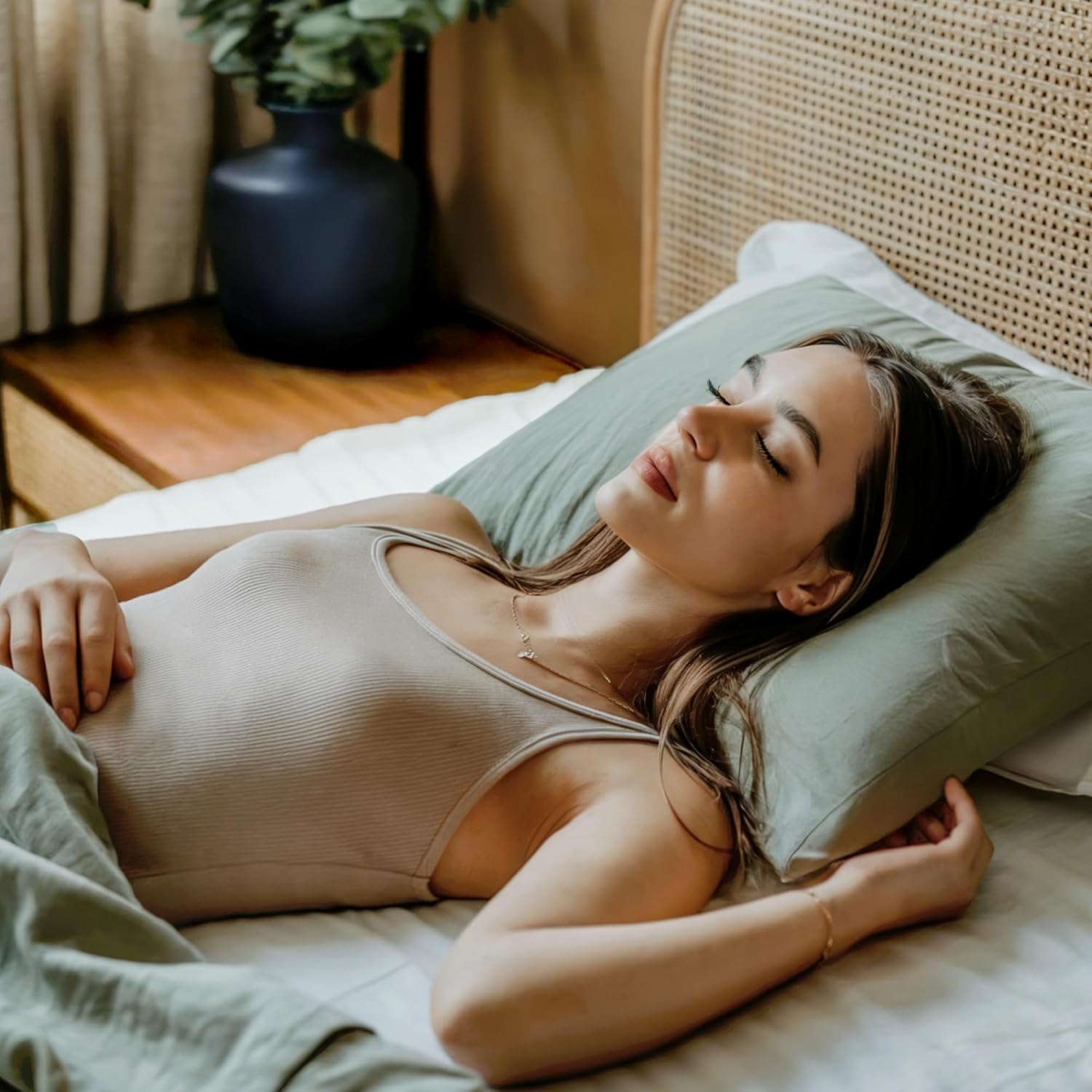 Thumbnail 4 de Dreamzie Taie d’oreiller 60x60 cm en coton biologique (lot de 2) vert, fermeture éclair