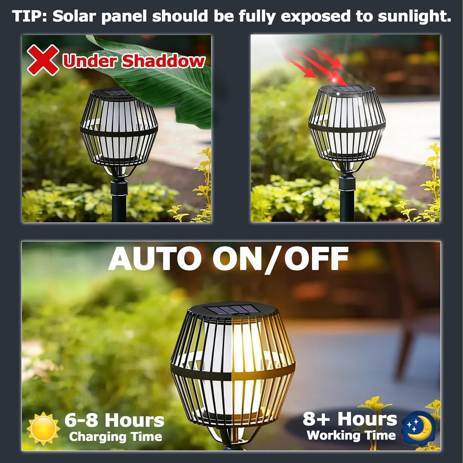 Detalle de Solar Light Replacement Top 7cm for Outside Lanterns (Warm Light, IP44) – Small 1.2V 600mAh, 2PCS