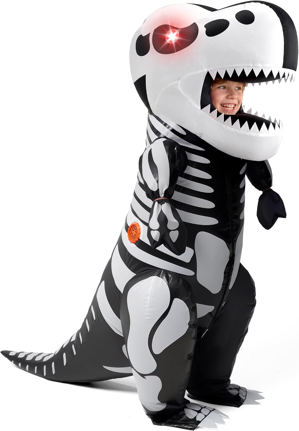 Detalle 2 de Spooktacular Creations Kids Skeleton Dinosaur Inflatable Costume with LED Eyes