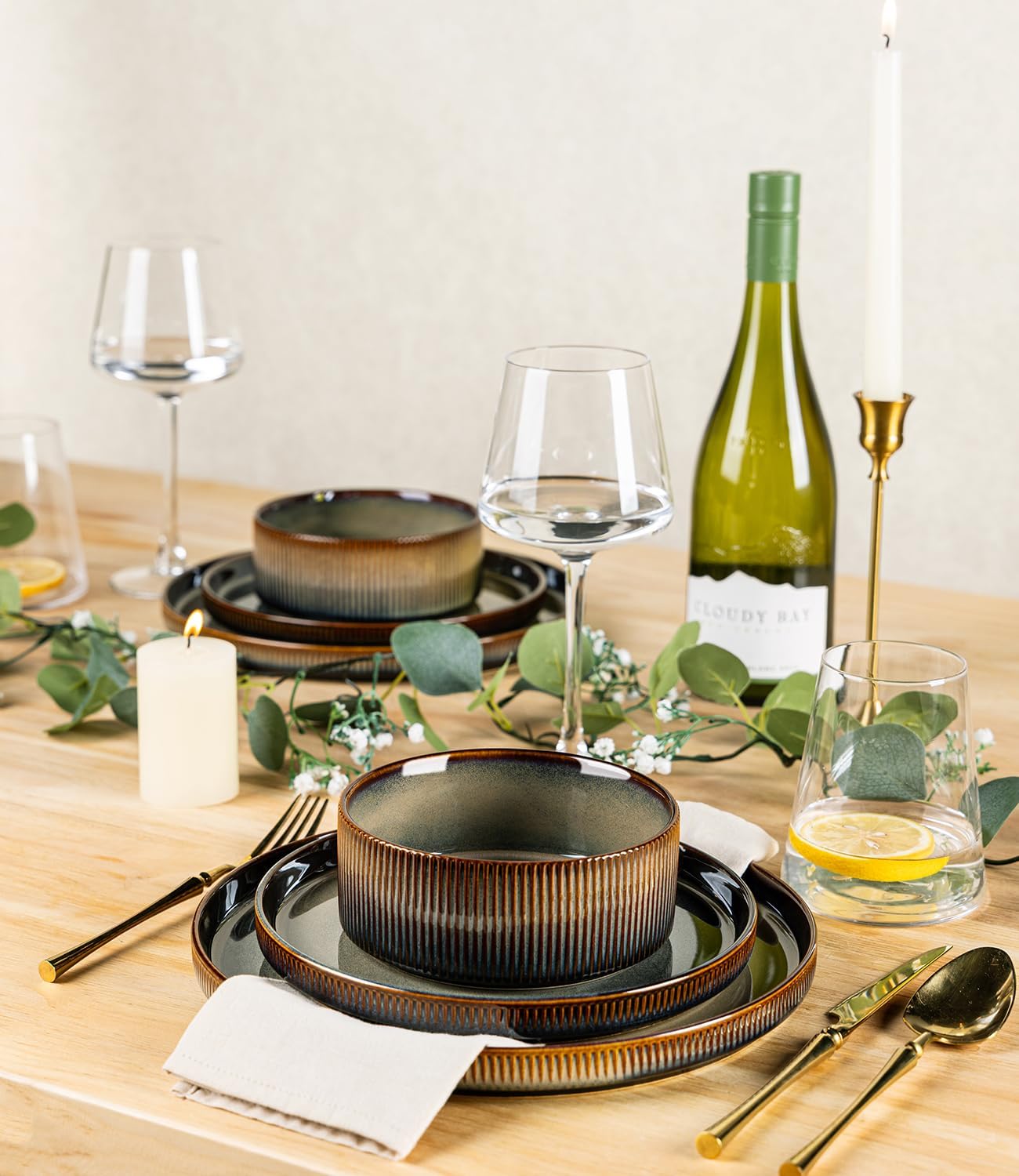 Thumbnail 4 de TheTerra 18-Piece Ceramic Dinnerware Set for 6 in Coca Mocha