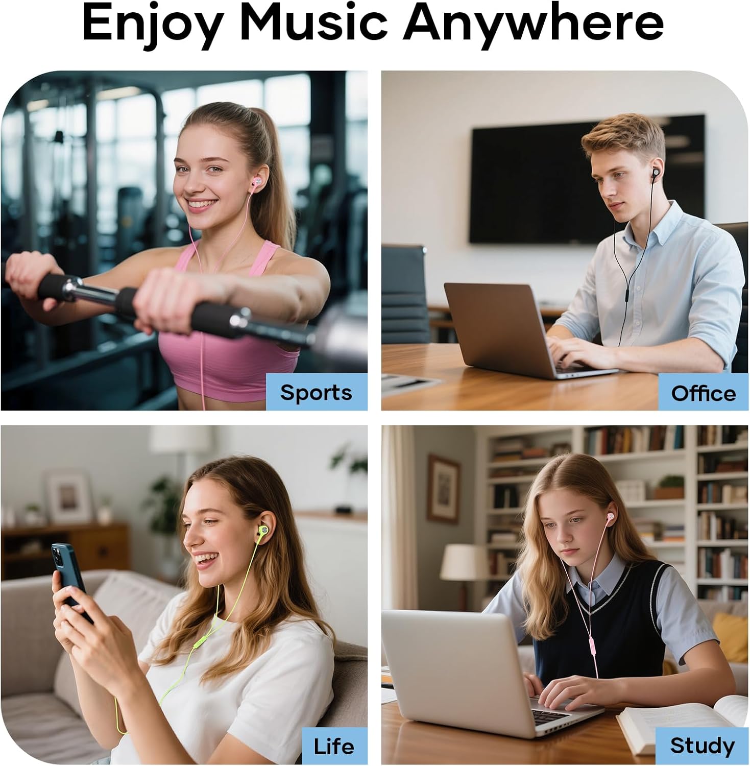 Thumbnail 6 de LWZCAM Wired Earbuds with Microphone (5-Pack) with Heavy Bass and Inline Controls