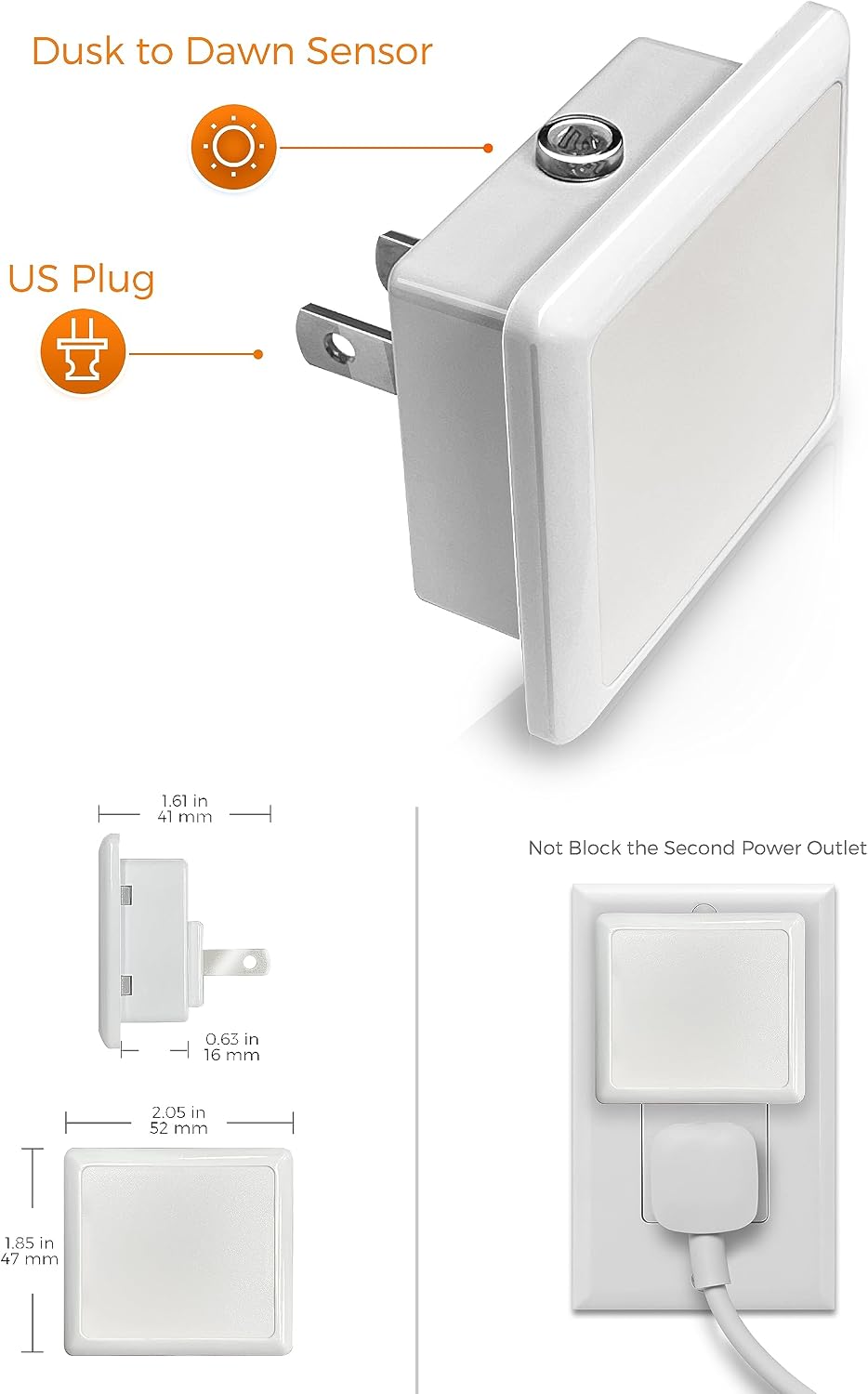 Detalle de L LOHAS LED GY-005-07-6 Plug-In Amber Night Lights, Dusk-to-Dawn Sensor, 6-Pack