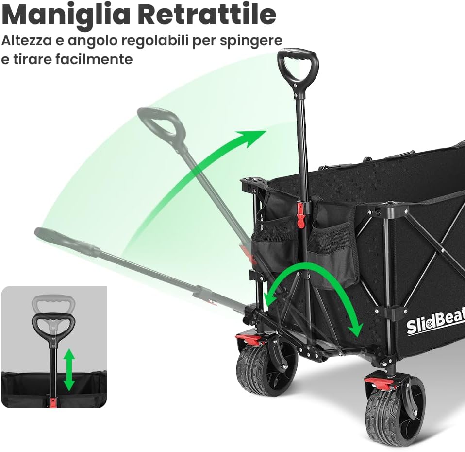 Thumbnail 6 de SLIDBEAT Carrello da Giardino Pieghevole con Ruote per Fuori Casa – 226 kg, 300 L