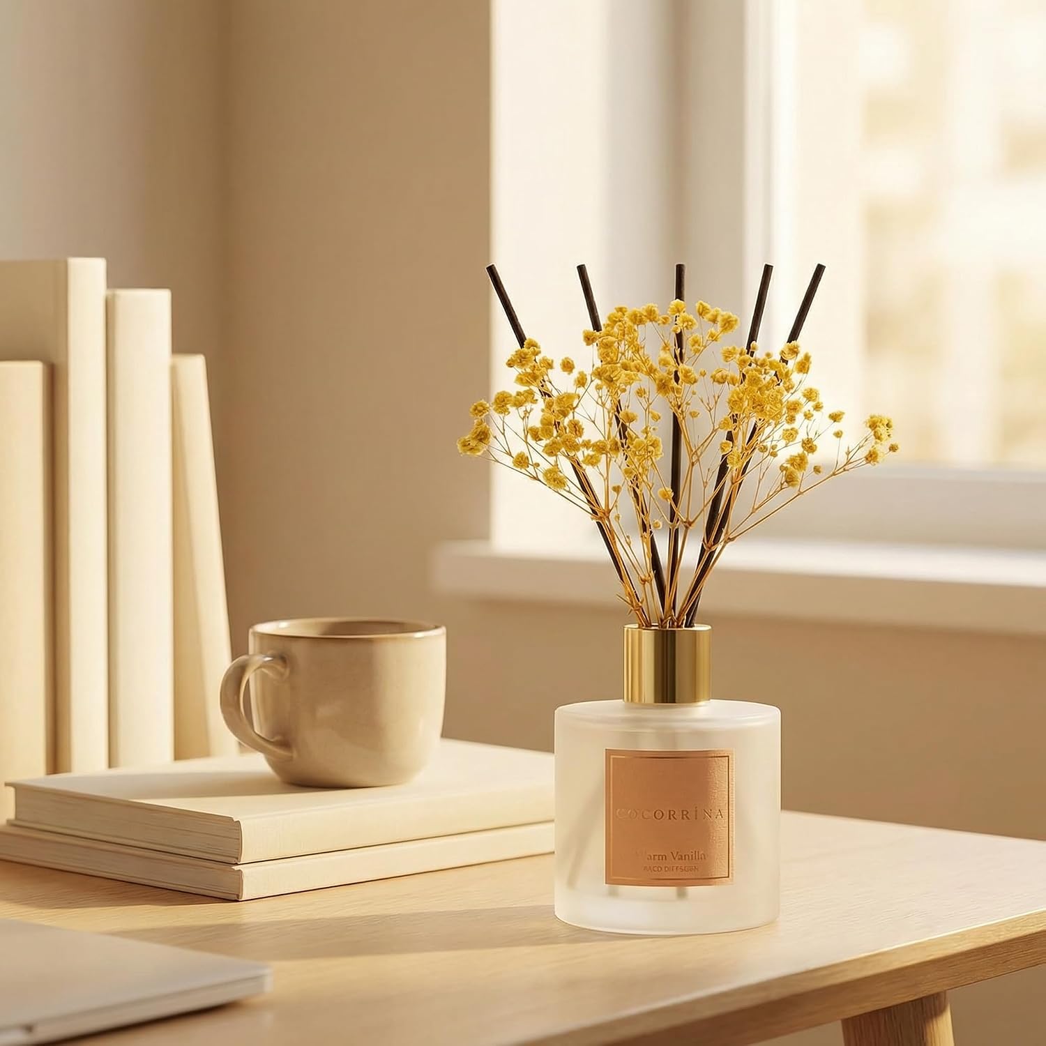 Detalle 2 de Cocorrína Warm Vanilla Reed Diffuser with 8 Sticks 🕯