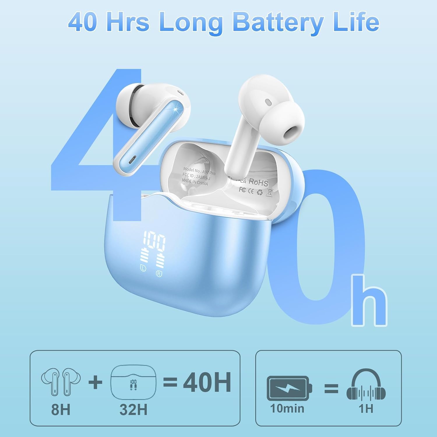 Detalle 2 de Bluetooth In-Ear Kopfhörer A97 15 m Reichweite