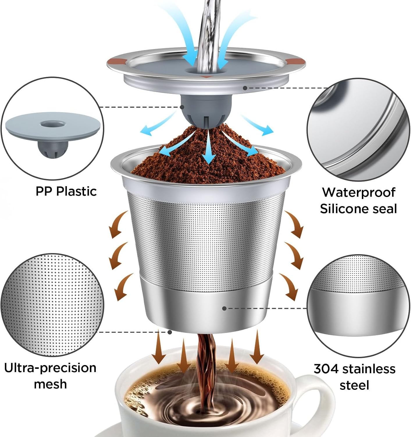 Thumbnail 1 de Reusable K Cups Universal Stainless Steel for Keurig