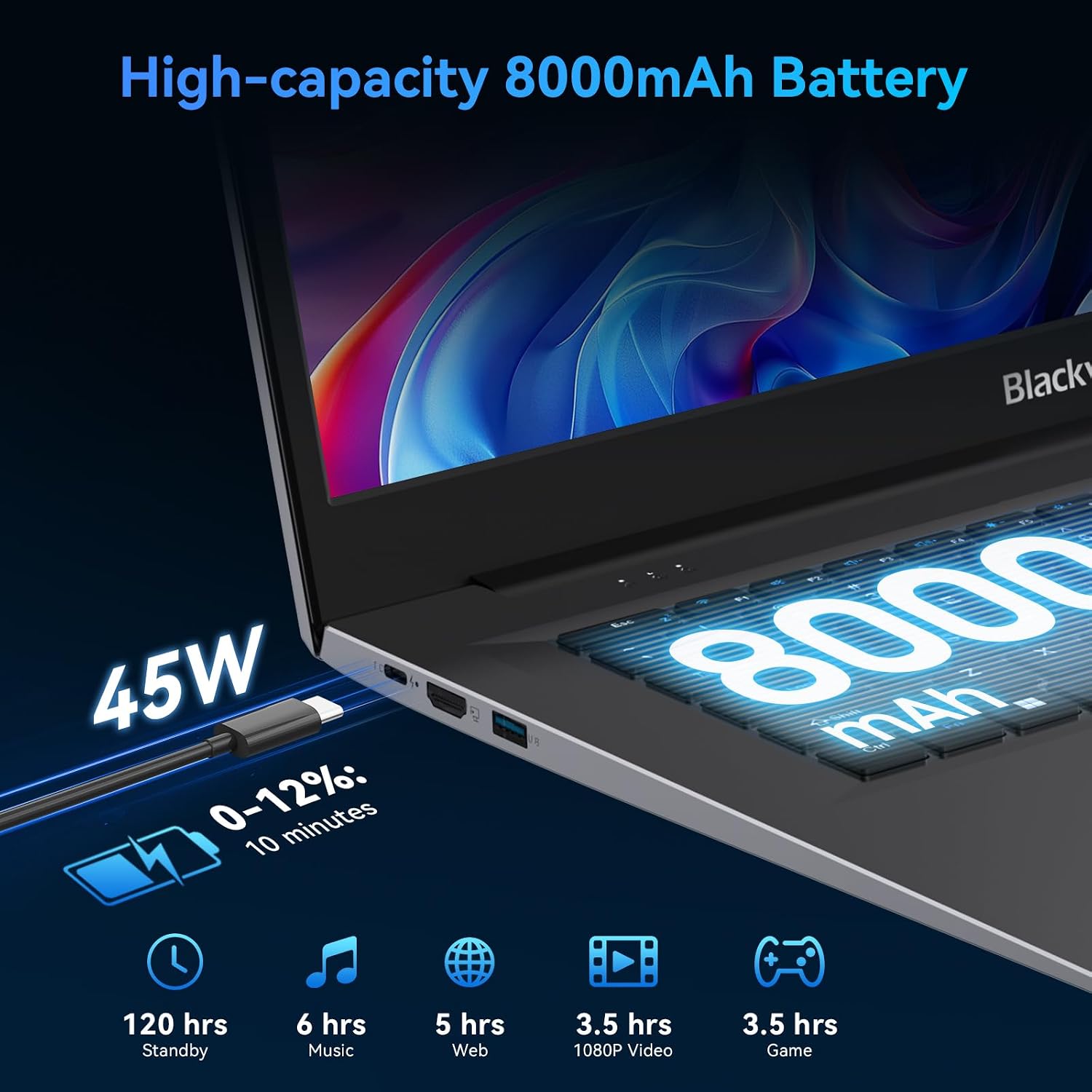 Thumbnail 4 de Blackview 18.5" Laptop with N150 Processor – 16GB RAM, 512GB SSD, 18.5" FHD Display