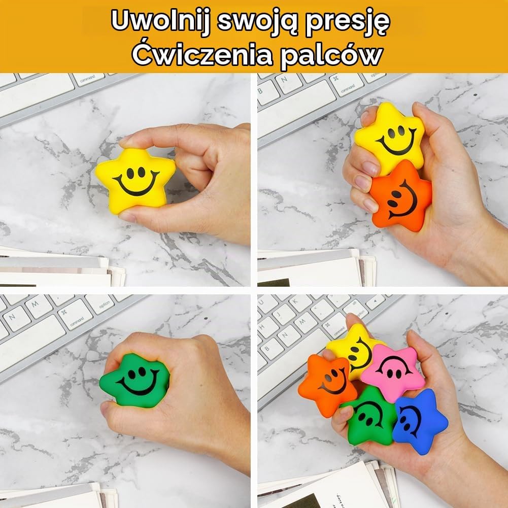 Detalle de Ainiv 4251795 piłeczki antystresowe w kształcie gwiazdek, 24 szt., PU