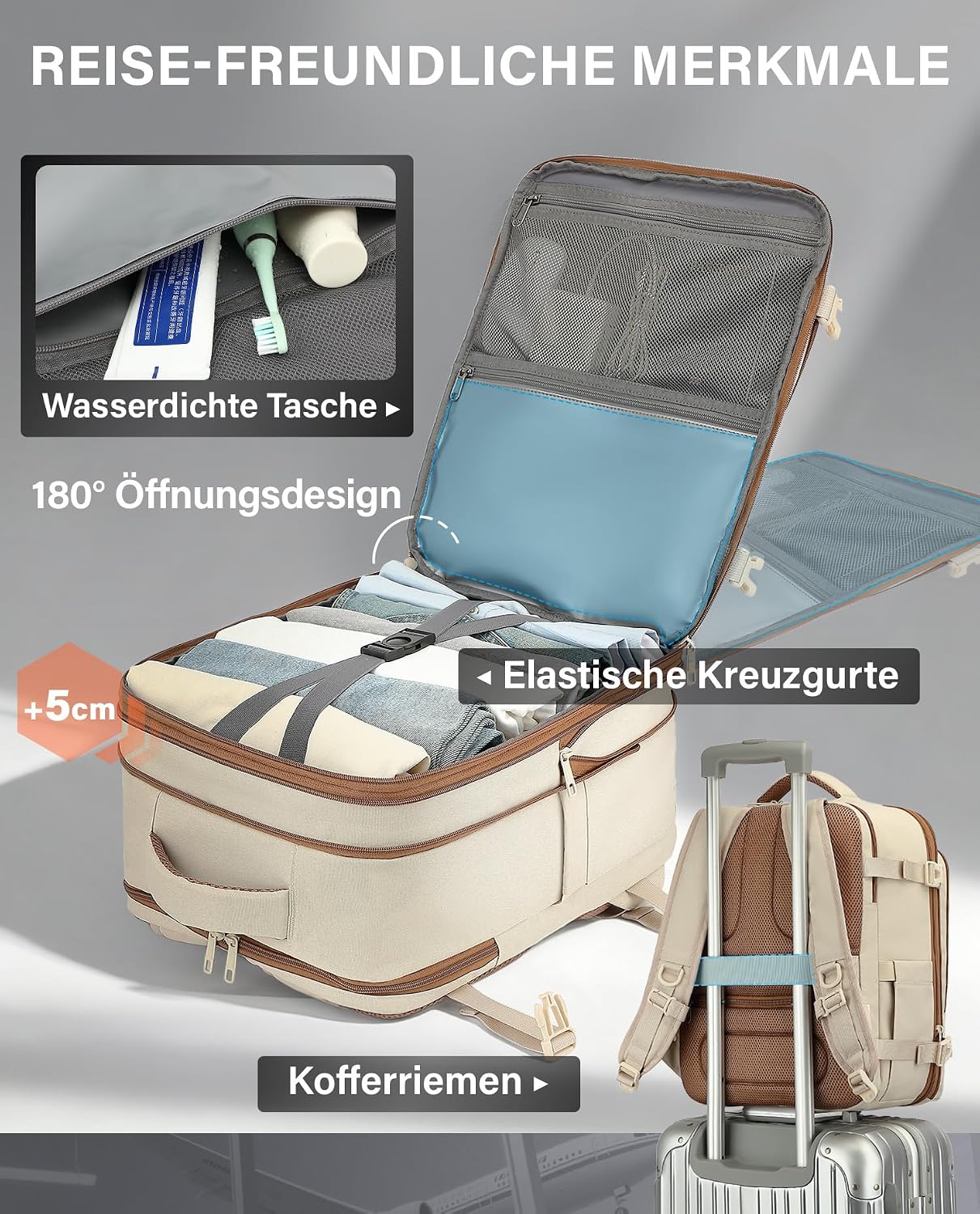 Thumbnail 4 de VANKEV Handgepäck-Rucksack 40×30×20–25 cm