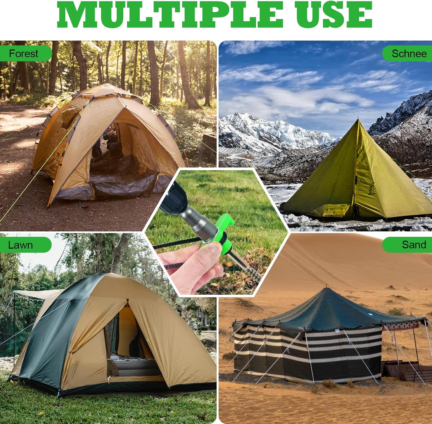 Thumbnail 6 de OFFOF 12 Pack Heavy Duty Metal Tent Pegs – Rotating Threaded Ground Anchors