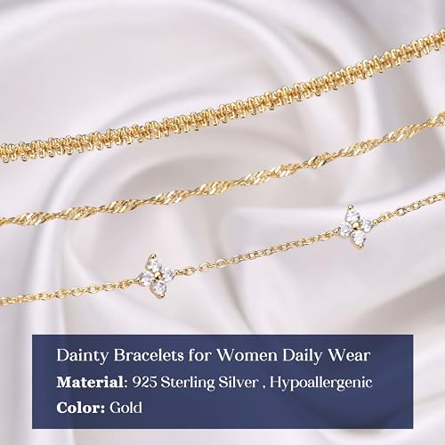 Thumbnail 5 de Finrezio 3 Pcs Gold Bracelet Set for Women – Layered Stackable Jewellery