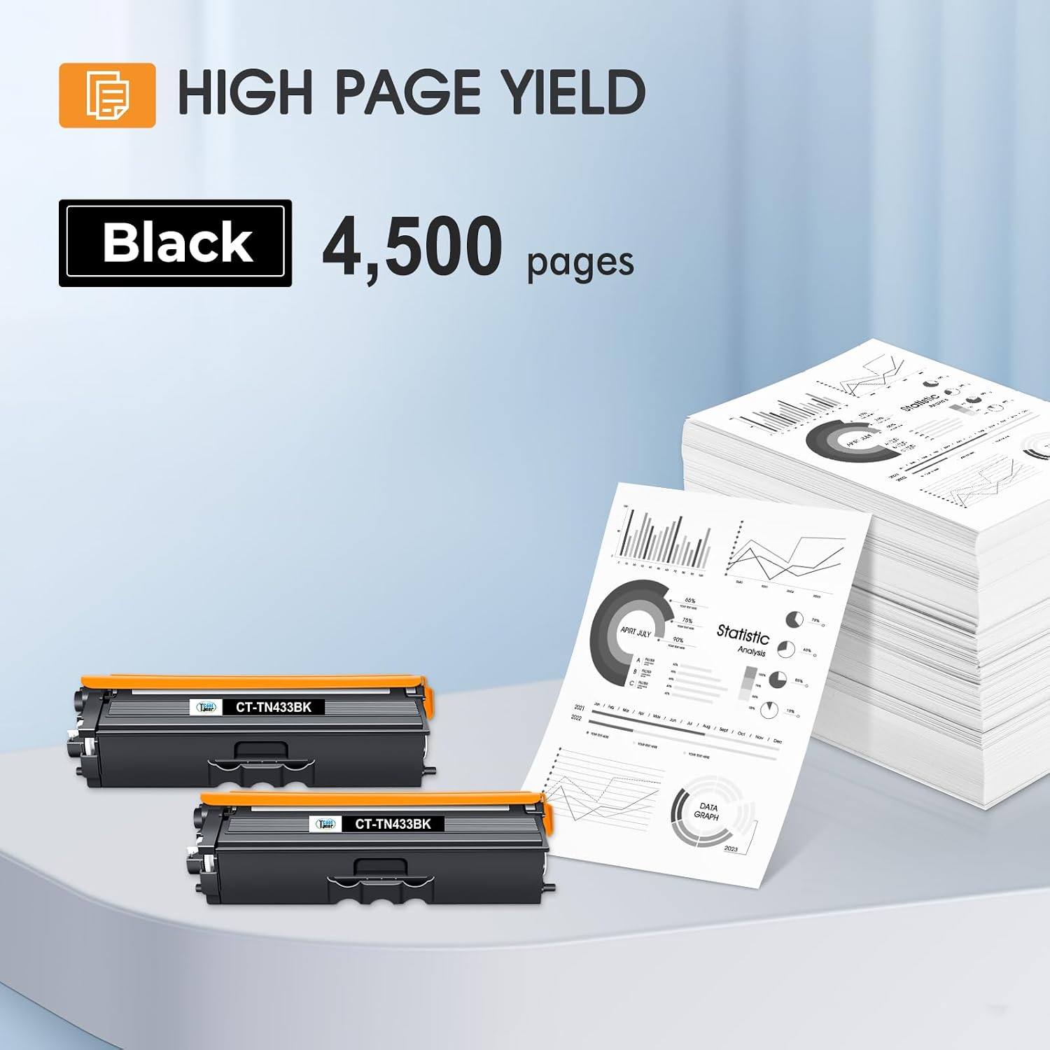 Detalle de Cool Toner TN433 Black Toner Cartridge, High-Yield Twin Pack