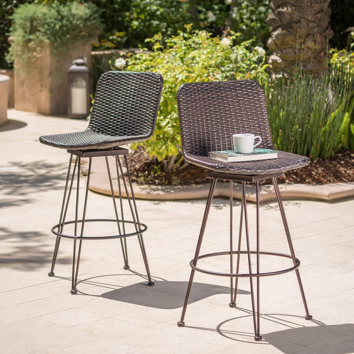 Detalle 2 de Christopher Knight Home Wicker Barstools, Iron Frame