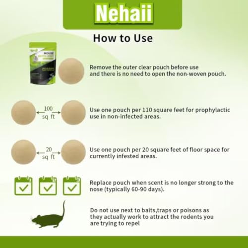 Detalle de Nehaii Mouse Repellent with Peppermint Oil – Indoor Rodent Deterrent Balls (Dark Brown, 10 Pack)
