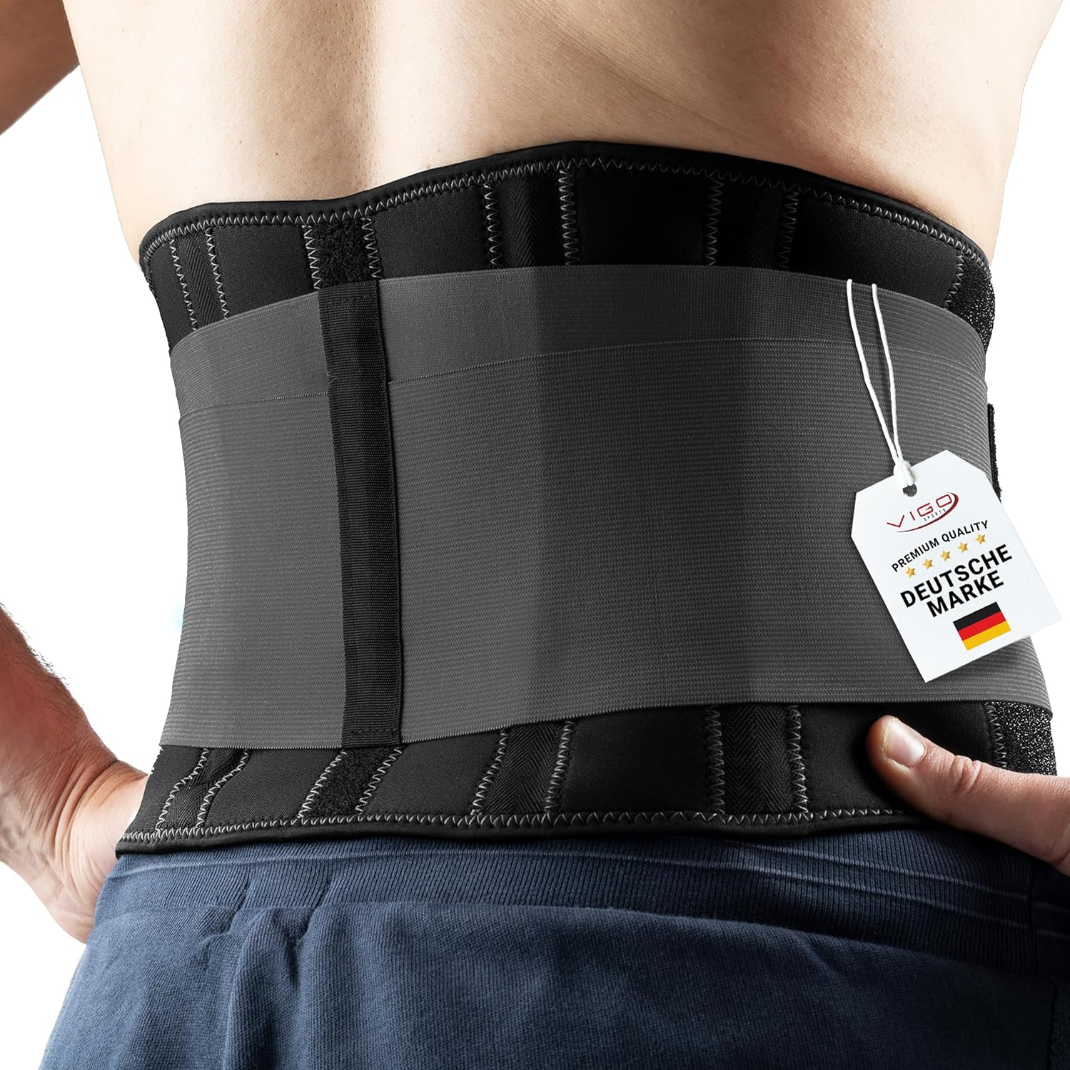 VIGO SPORTS Rückenbandage (waschmaschinenfest) – wärmender Nierengurt mit Stützzonen gegen Rückenschmerzen