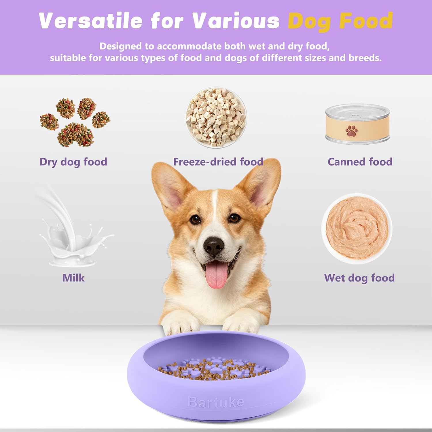 Detalle de Bartuke Dog Lick Bowl: Slow Feeder Licking Mat for All-Sized Dogs