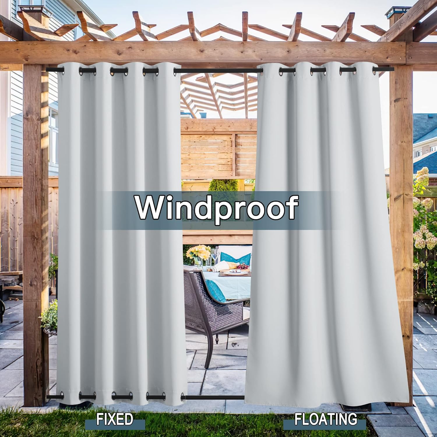 Thumbnail 1 de PONY DANCE Tende per Esterno Balcone – Tende Oscuranti Idrorepellenti 132x213 cm (2 pezzi) Bianco/Grigio