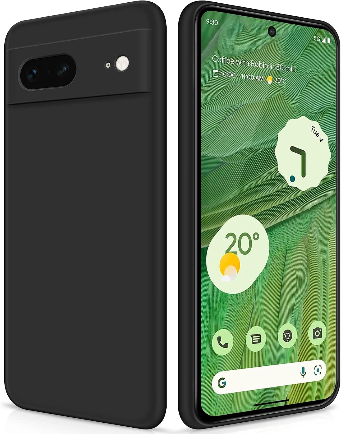 Detalle de GiiYoon Google Pixel 7 Silicone Phone Case, Black with Microfiber Lining