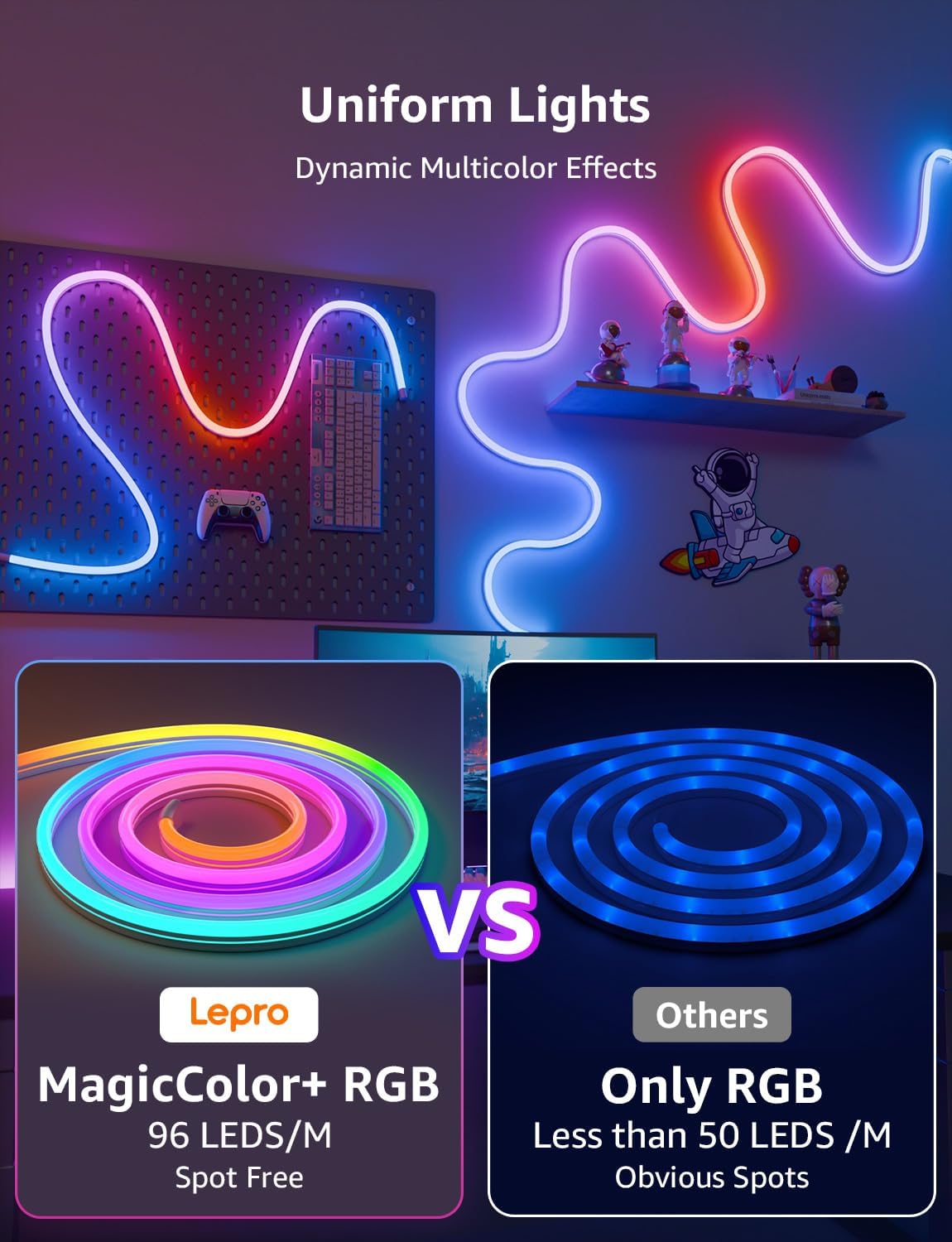 Thumbnail 3 de Lepro N1 AI Smart Neon Rope Light 3M RGB+IC – Voice, App and Music Sync Lighting for Any Space