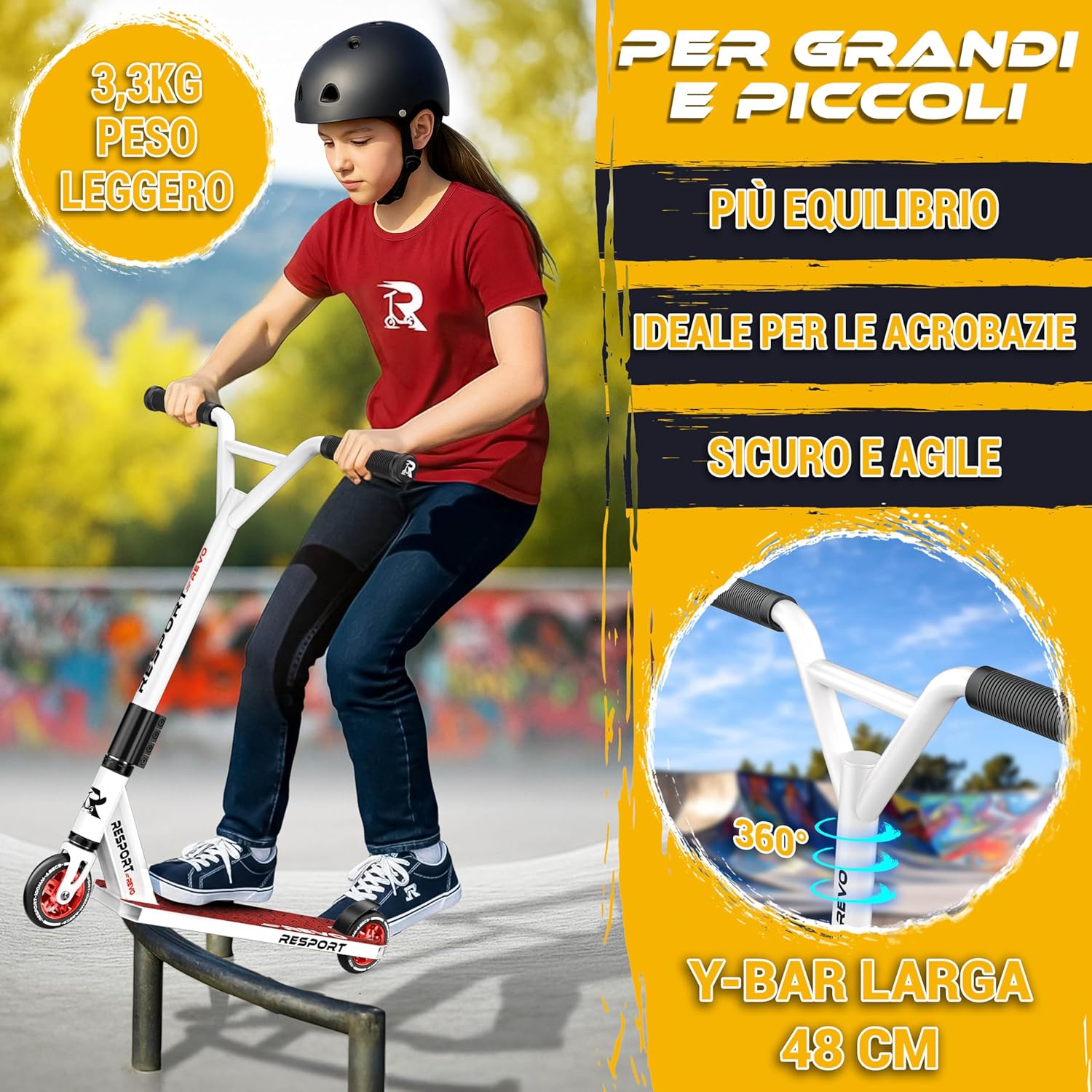 Thumbnail 5 de RE:SPORT Stunt Scooter REVO con supporto, ruote 100 mm in poliuretano e cuscinetti ABEC 9