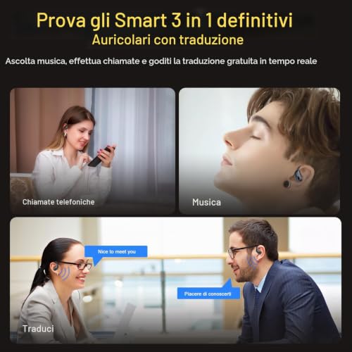 Thumbnail 3 de STECEi AI Cuffie Traduzione 3 in 1: traduzione in tempo reale, ascolto e chiamate con Bluetooth 5.4