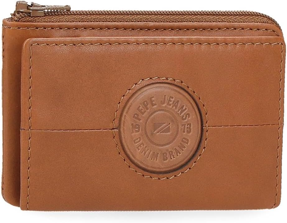 Detalle de Pepe Jeans Cracker – Porte-monnaie avec porte-cartes, beige, cuir (11 x 7 x 1,5 cm) par Joumma Bags