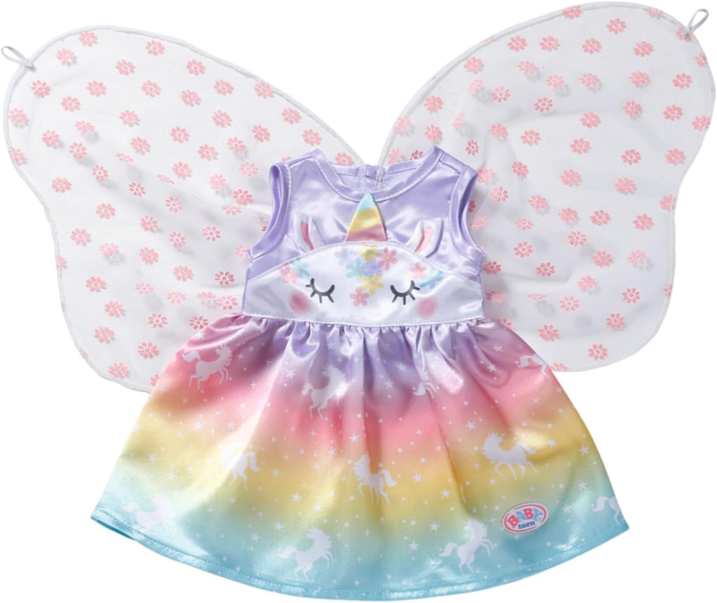 Detalle de BABY born Einhorn Feen Outfit – buntes Puppenkostüm mit Flügeln für ca. 43 cm Puppen